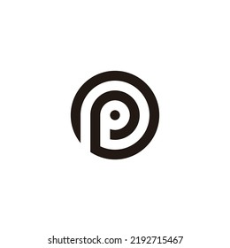 Letter P spiral, circle geometric symbol simple logo vector