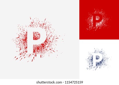 Letter P Splash Grunge Logo Template Design Vector, Emblem, Design Concept, Creative Symbol, Icon