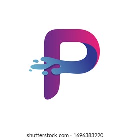 
Letra p con logotipo de salpicadura, p vector de logotipo líquido