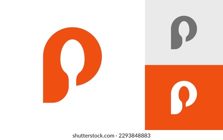 Letter P with spoon logo design