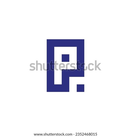 Letter P square, dot geometric symbol simple logo vector