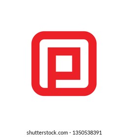 letter p square geometric simple line logo vector