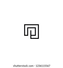 Letter P square line logo vector icon