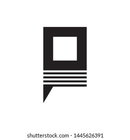 Letter P with square and line stripe logo design vector