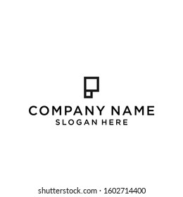 letter p square logo design vector illustration template