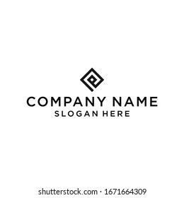 letter p square logo design vector illustration template