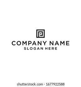 letter p square logo design vector illustration template