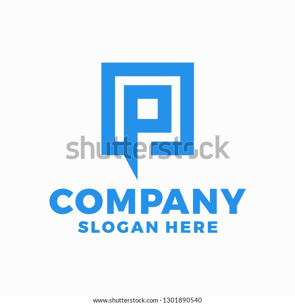 Letter P Square Logo Design Stock Vector Royalty Free 1301890540