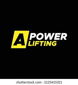 Letter P in square modern negative space logo. Fitness equipment letter symbol with text. Graphic alphabet symbol for sport identity