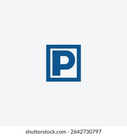 letter P with square rectangle business company logo vector illustration template design