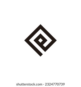 Letter p square, spiral geometric symbol simple logo vector