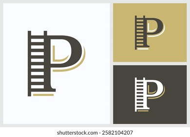 Letter P And Stairs Logo, Letter P And Stairs Logo Vector