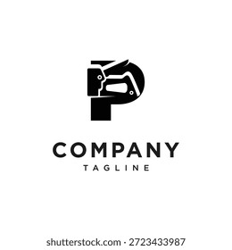 Vetor do ícone de logotipo do grampeador da letra P