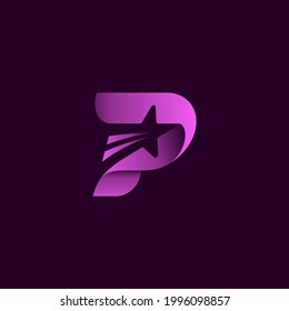 letter p star logo design