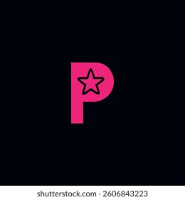 letter P with star logo vector illustration template design
