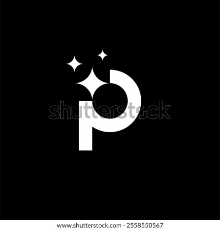 Letter P star or P shining or P cleaning logo concept vector icon