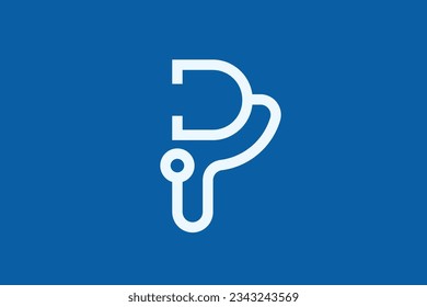 letra P estetoscopio logo diseño simple vector gráfico