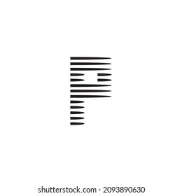 letter P stripes, fast simple symbol logo vector