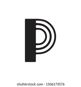 letter p stripes geometric simple logo vector