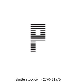 letter P stripes simple symbol logo vector