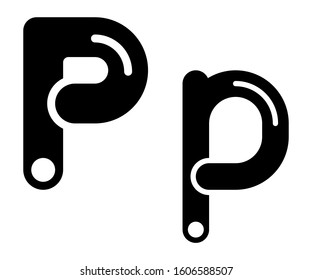 Letter p, stylized for use in graphic design