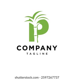 Letter P Sugarcane Logo Icon Vector