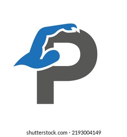 Letter P Swimming Logo Design. Swimming Club Symbol Vector Template