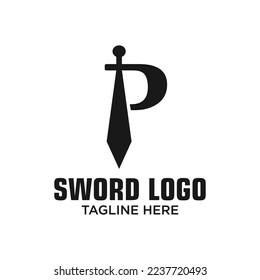 Letter P Sword Logo Design Template Inspiration, Vector Illustration.