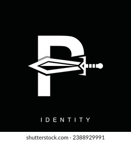 Letter P Sword weapon logo vector illustration, abstract vector illustration, Daggers and Knifes, logotype element for template.