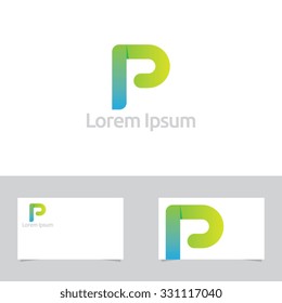 Letter P Symbol With Business Card Template