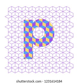 Letter p symbol with geometric texture child theme with pastel colors