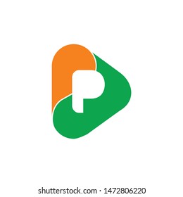 letter p symbol triangle curves logo vector 