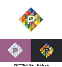 Letter P Symbol Triangle Low Poly Style Vector Graphic Icons, Logo, Sign Template