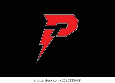 Letter P, T, PT OR TP logo with thunderbolt. Thunderbolt logo. Thunderbolt vector logo design for any business especially for sport, fitness, team, club, community, business.