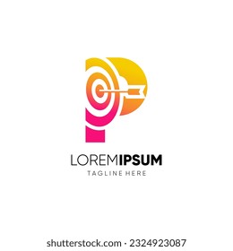 Letter P Target Initial Logo Design Vector Icon Graphic Emblem Illustration