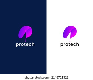 letra p con plantilla de diseño de logotipo de tecnología
