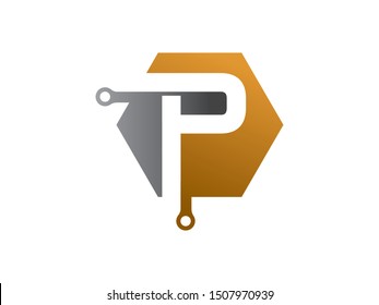 Letter P Tech logo or symbol template design