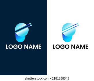 letter p with tech modern logo design template
