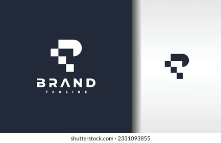 letter P techno box logo