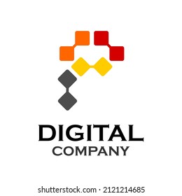 ilustración de logotipo de diseño de tecnología de carta p