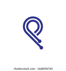 Letter p technology icon vector design. Abstract tech letter p logo