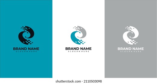 Logo-Design von Buchstabe P inspiriert Blau und Grau