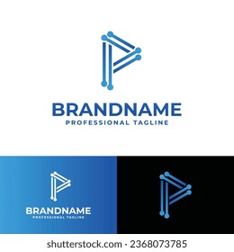 Logotipo de tecnología de la letra P, adecuado para negocios relacionados con la tecnología con P inicial.