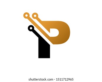 Letter P technology logo or symbol template design