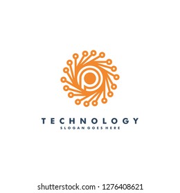 Letter P technology logo template vector illustration