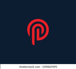 Letter P technology Monogram Logo Premium Minimal emblem design template Symbol for