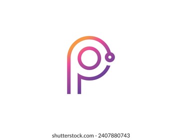 Letter P Technology vector monogram logo design template. Letter P molecule, Science and Bio technology Vector logo