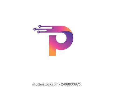 Letter P Technology vector monogram logo design template. Letter P molecule, Science and Bio technology Vector logo Design