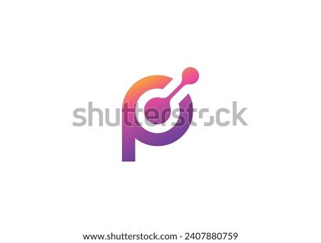 Letter P Technology vector monogram logo design template. Letter P molecule, Science and Bio technology Vector logo