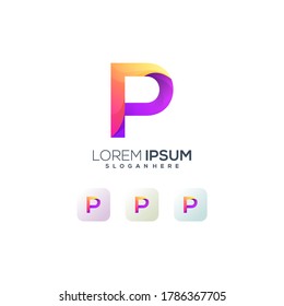 letter p template logo design vector premium